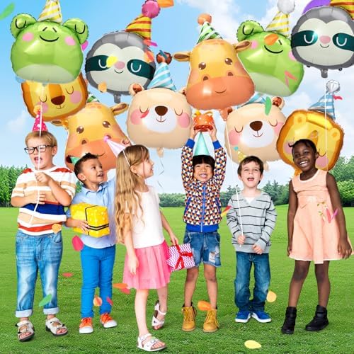 Civaner 10 Pcs Safari Animal Foil Balloons