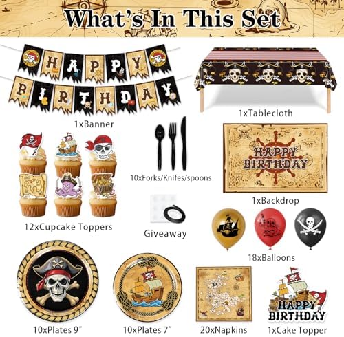 Heidaman 120Pcs Pirate Party Decorations Set