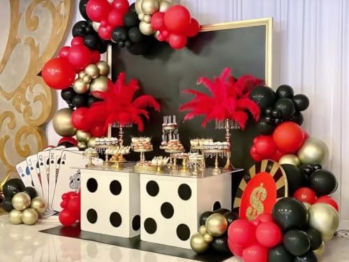 Red Black Gold Balloon Arch Kit 114PCS 4 Sizes for Party Decorations