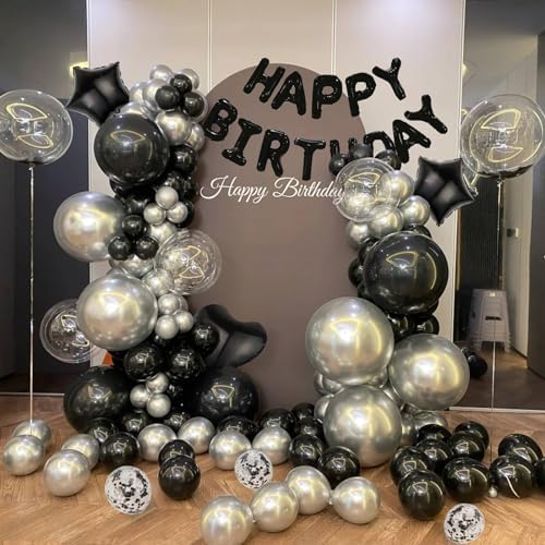 27 Pcs Black Birthday Balloon Decor Kit