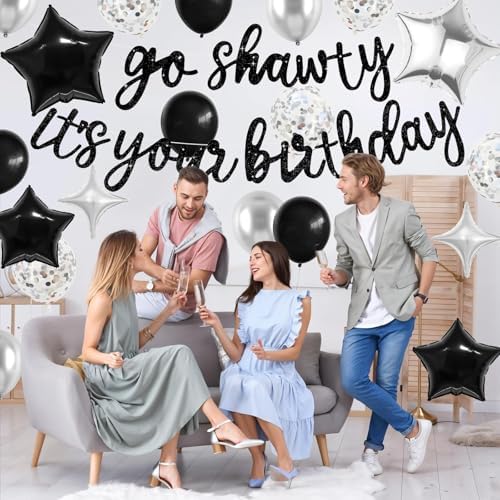 Vibzox Black Go Shawty Birthday Balloons Set
