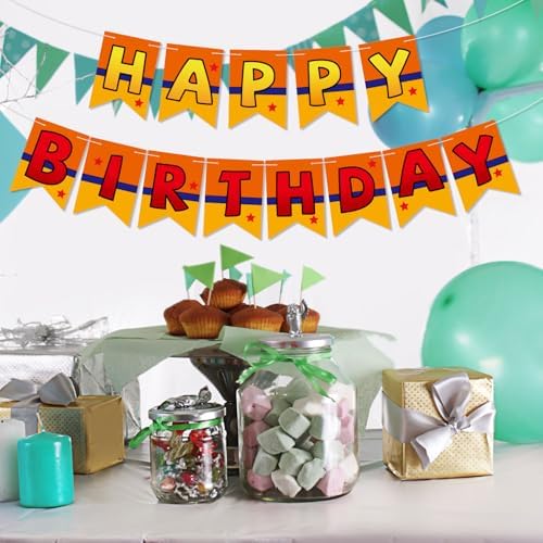 Anime Happy Birthday Banner with Swallowtail Flags