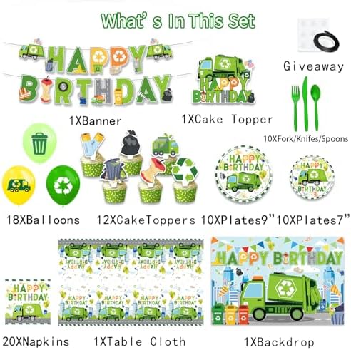 Trash Truck Birthday Decorations Set
