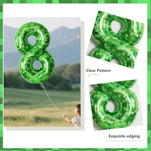 40 Inch Green Pixel Number 4 Foil Balloon Set