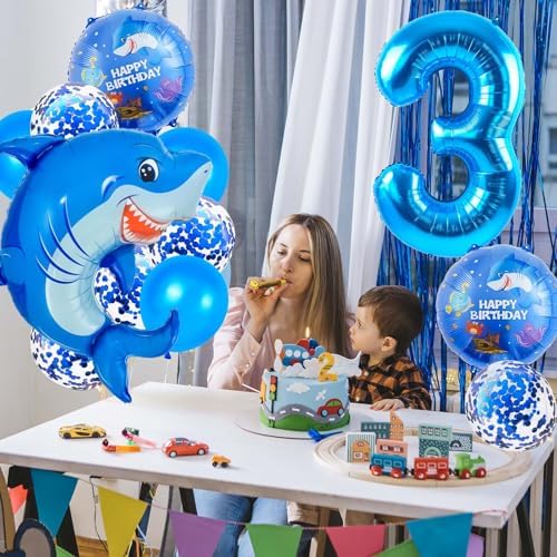 Blue Shark 3 Balloon Decorations for Boys
