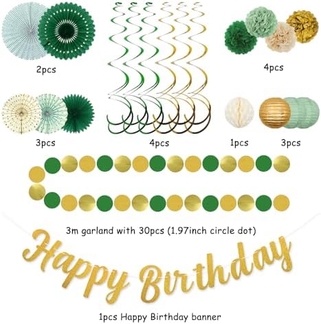 Sage Green Birthday Party Decorations 21pcs Set