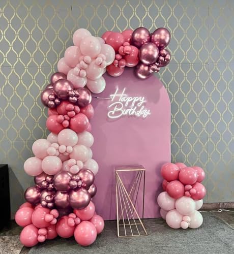 60 Pcs Hot Pink and Light Pink Balloons Set for Parties