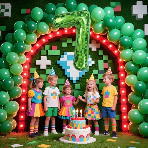 40 Inch Green Pixel Miner Number Foil Balloon