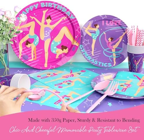 Gymnastics Birthday Party Tableware Set for Kids