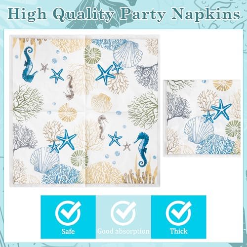 96Pcs Ocean Seashell Themed Party Plates for 24 Guests