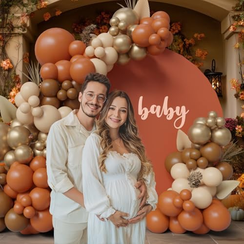 145pcs Fall Balloon Arch Kit with Burnt Orange and Gold Balloons