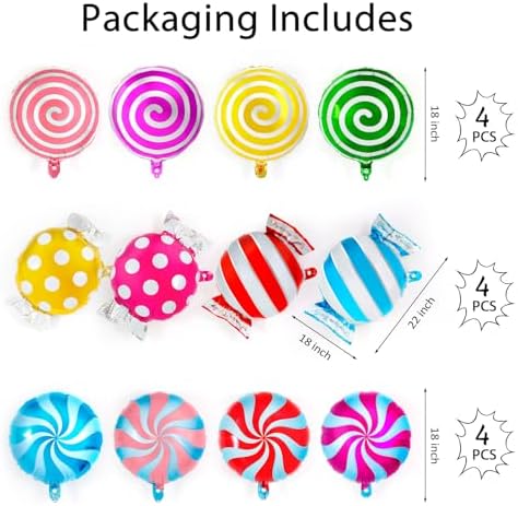 12 Pcs Sweet Candy Balloons 18 Inch Party Decorations