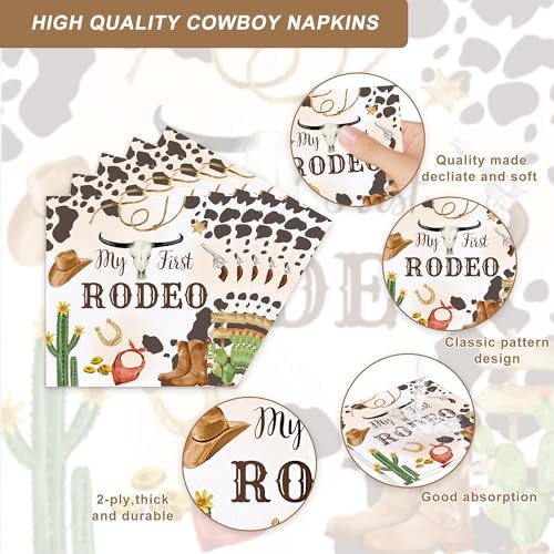 120PCS Western Cowboy Themed Party Plates for Kids 1st Birthday