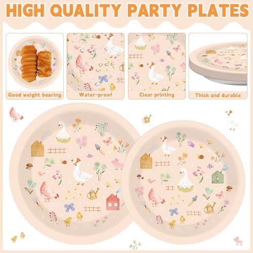 96 Pcs Farm Animal Themed Dinnerware Set for 24 Guests