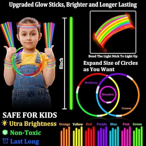 TURNMEON 360 Pack Ultra Bright Glow Sticks