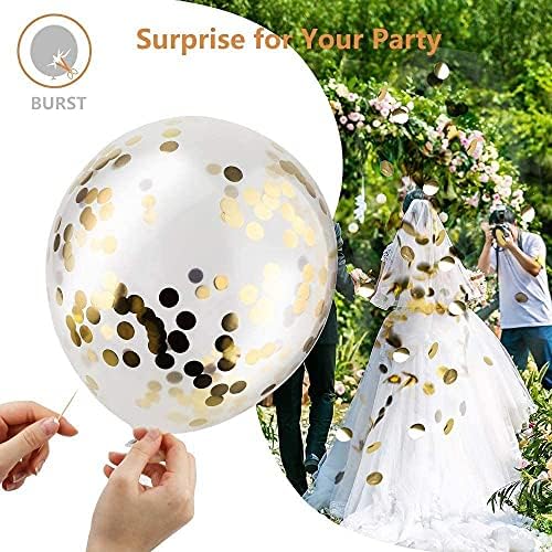 Bezente Black and Gold Confetti Balloons Set 60pcs 12 Inch