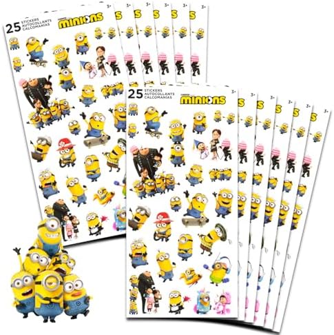 Minions Party Favors 12 Pack Sticker Sheets
