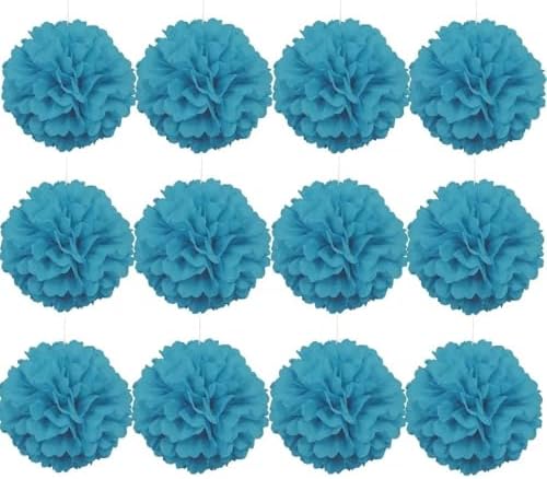 Terrific Teal Hanging Tissue Pom Pom 16 Inch 1 Count