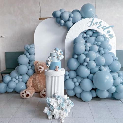 Dusty Blue Double Stuffed Balloons Set for Party Decorations