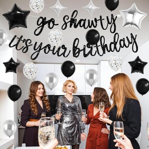 Vibzox Black Go Shawty Birthday Balloons Set