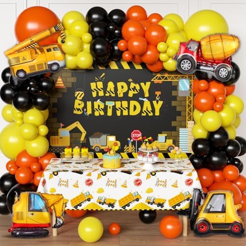 Construction Party Decor Kit Set with Balloons and Backdrop