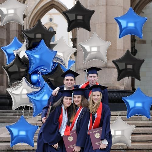 TAOYE Blue Black Star Foil Balloons 12Pcs 18Inch Set