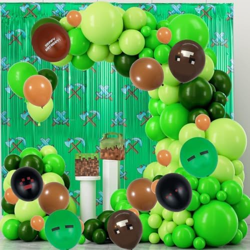 Daapiishuu Miner Pixel Birthday Balloons Decoration Kit