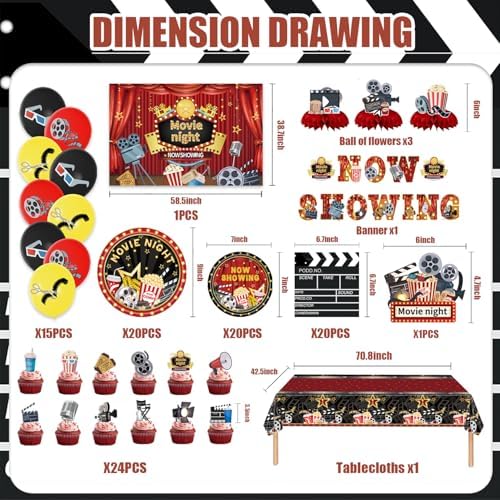 106Pcs Movie Night Decorations Party Set