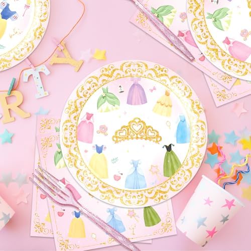 MASGY 96Pcs Princess Party Set for 24 Guests