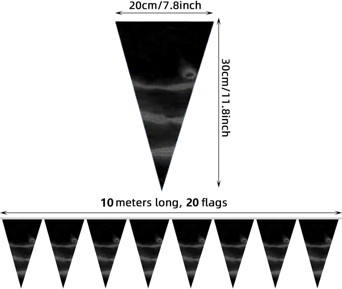 Black Triangle Pennant Banner Set 65FT for Events