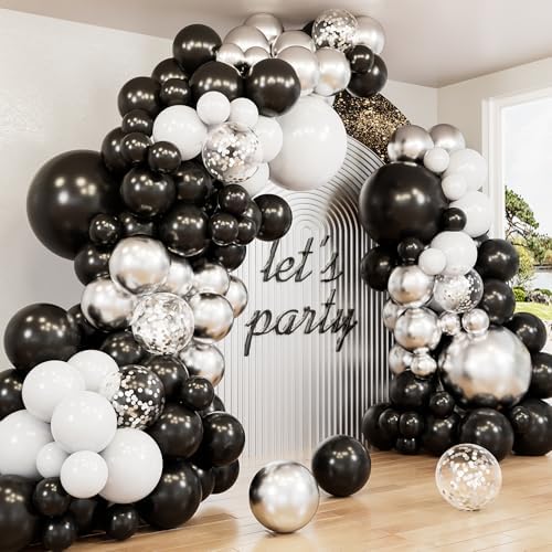 Black and Silver Balloon Arch Kit 135 Pcs Graduation Decor