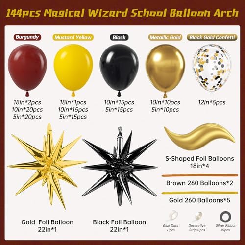 144pcs Magic Wizard Balloons Arch Kit Decorations