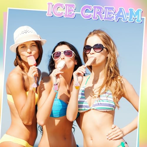 Sasylvia 36 Pcs Ice Cream Party Keychains