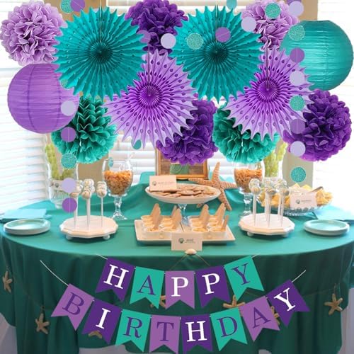 Teal Purple Lavender Mermaid Party Decorations Set
