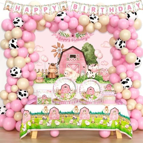 Farm Animal Birthday Decorations 249pcs Pastel