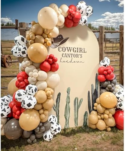 153 Pcs Red Brown Cow Balloon Arch Garland Kit
