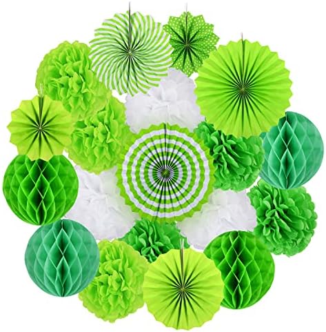 Koboome Party Hanging Paper Fan Set Green