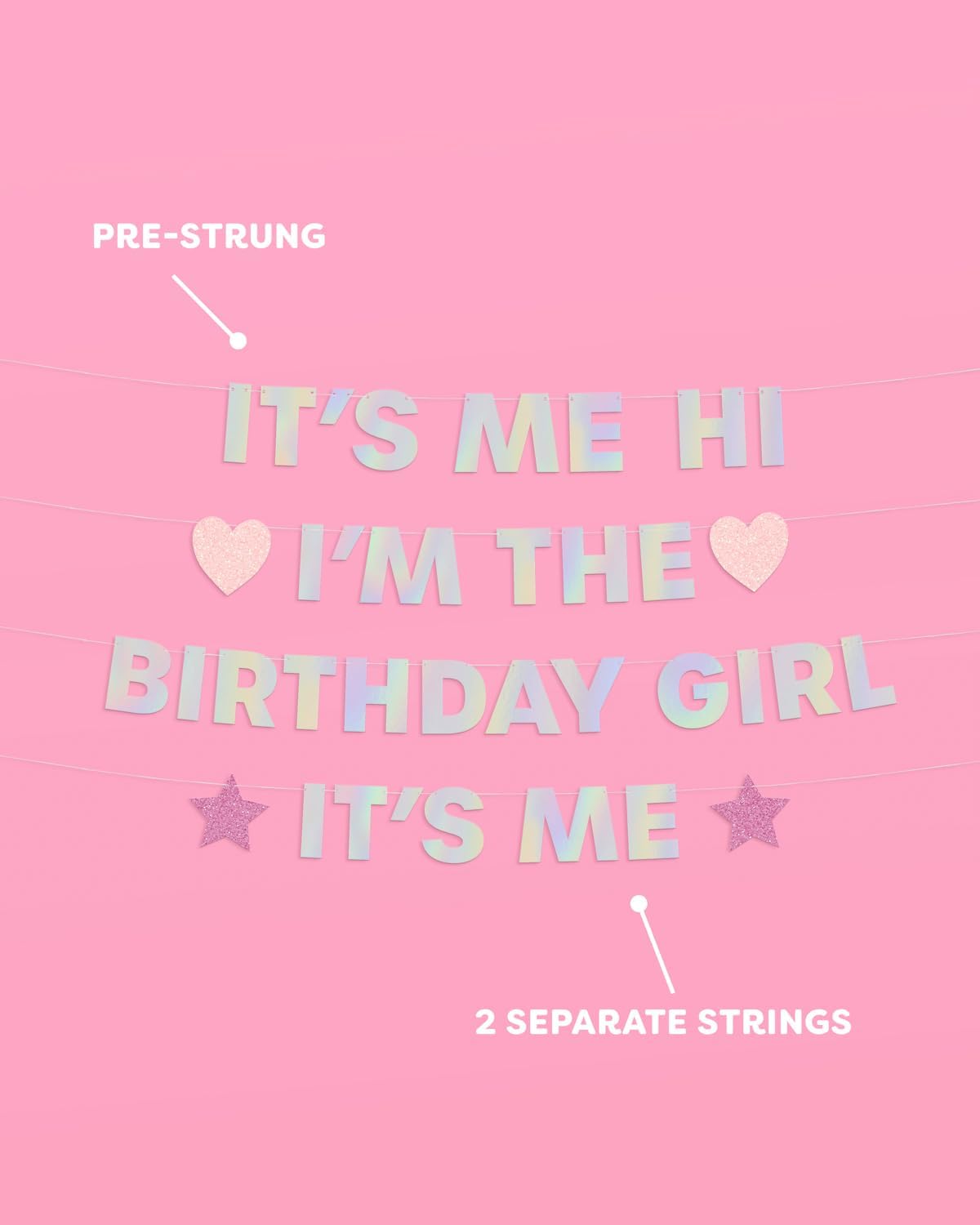 Xo Fetti Birthday Girl Banner 5 Ft Iridescent