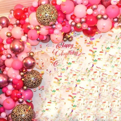 133 Pcs Pink Leopard Print Balloon Garland Kit