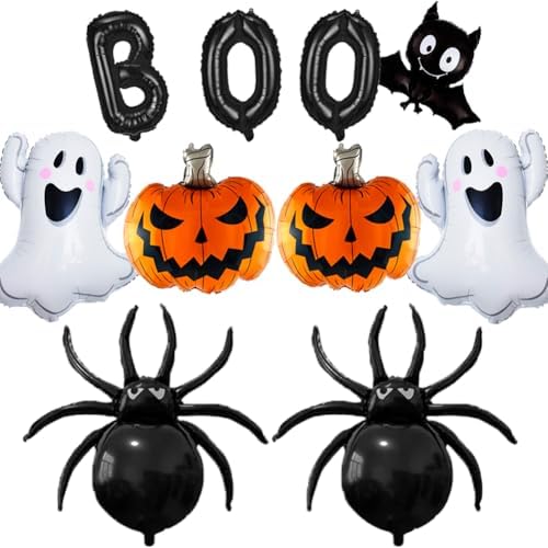 10Pcs Halloween Balloons Set - Boo Ghost Bat Spider Pumpkin Decor