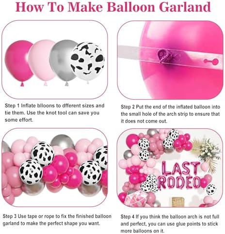 Cowgirl Pink Balloons Arch Garland Kit - 131Pcs Party Decorations