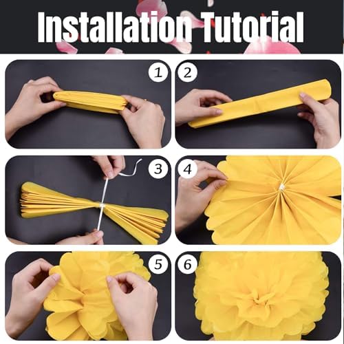 Qimoo 20pcs Black Paper Pom Poms Decorations