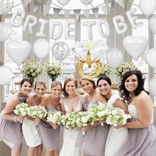 White Bachelorette Party Balloons Decorations Set