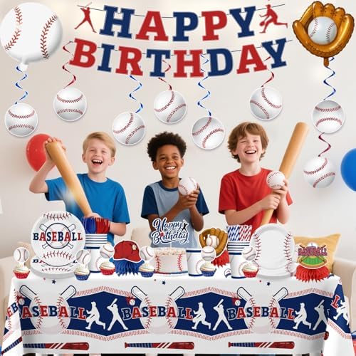 157Pcs Baseball Birthday Decorations Set for 20 Guests