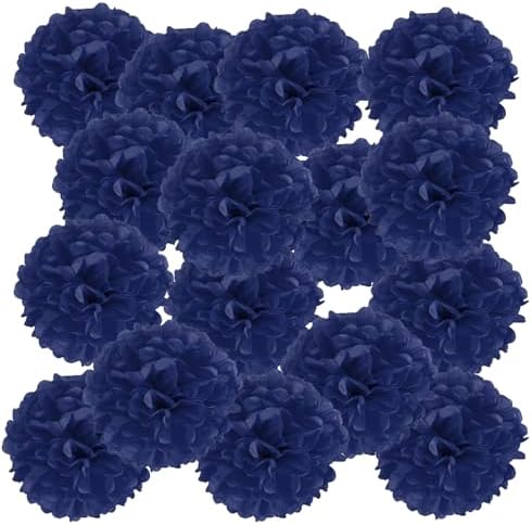 PATIKIL 4 Navy Blue Tissue Pom Poms Flowers 20 Pack