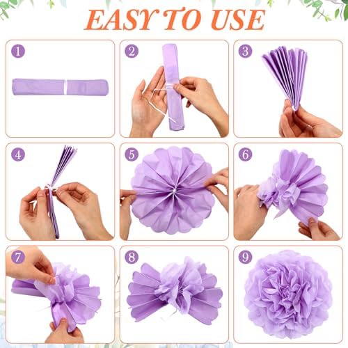 72 Pcs Tissue Paper Pom Poms Pastel Party Decorations
