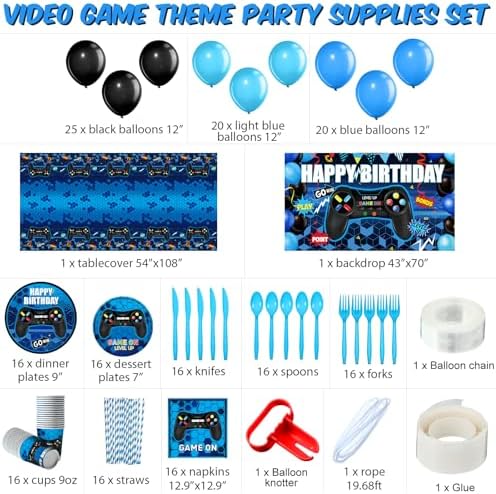 Tatuo 152 Piece Video Game Party Decor Set