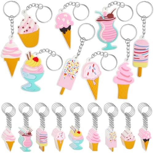 Sasylvia 36 Pcs Ice Cream Party Keychains