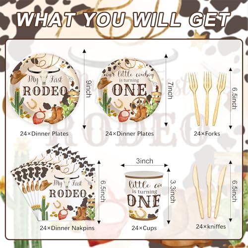 120PCS Western Cowboy Themed Party Plates for Kids 1st Birthday