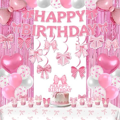 Pink Bow Party Decorations 49PCS Set for Girls